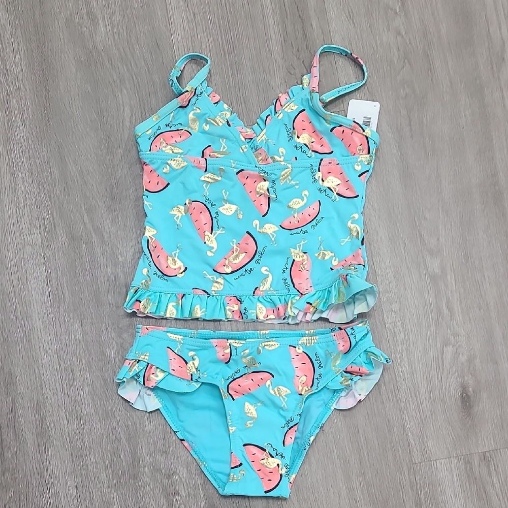 Envya Girls Swim Set - Blue Watermelon Print Size 6 NWT